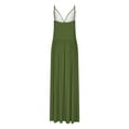 thumbnail image 4 of Up to 30% off Summer Saving Women Dresses, Women's Solid Color Camisole Waist Cinching Waistline Pleated Hanging Long Dress(#Green,L), 4 of 4