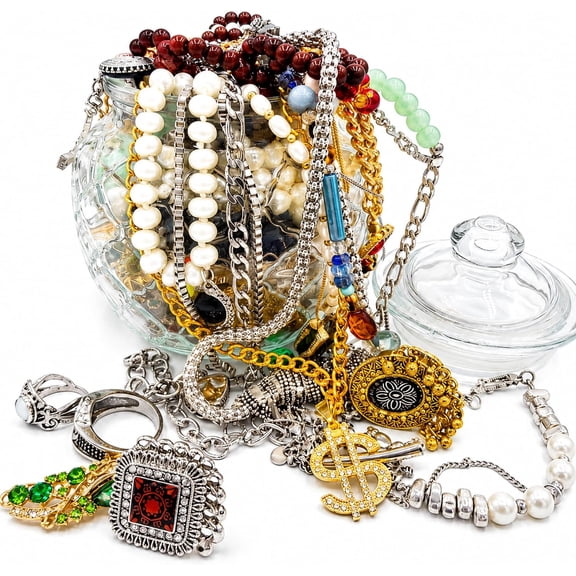 30-45 PCS Mystery Jewelry Jar, Surprise Vintage Jewelry Set for Women and Christmas