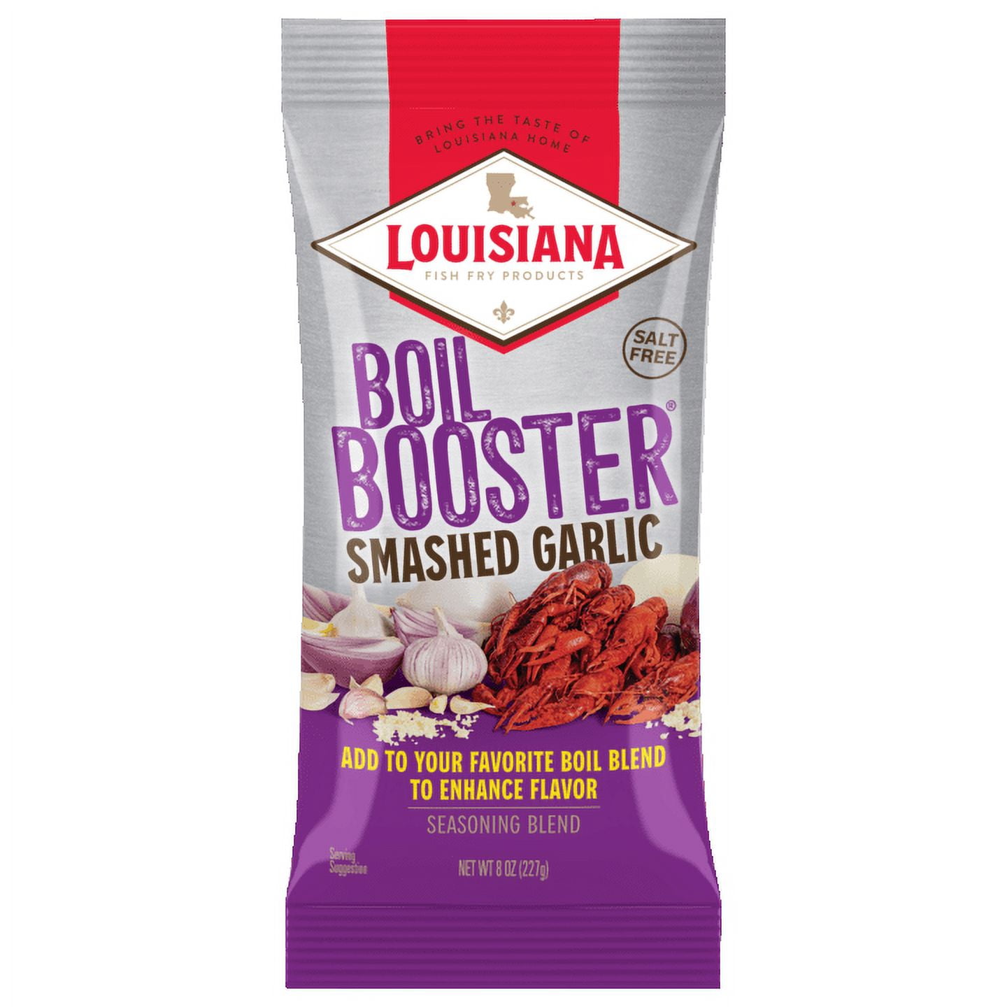 (2 pack) Louisiana Fish Fry Products Boil Booster Smashed Garlic Seasoning Mix, 8 oz Bag