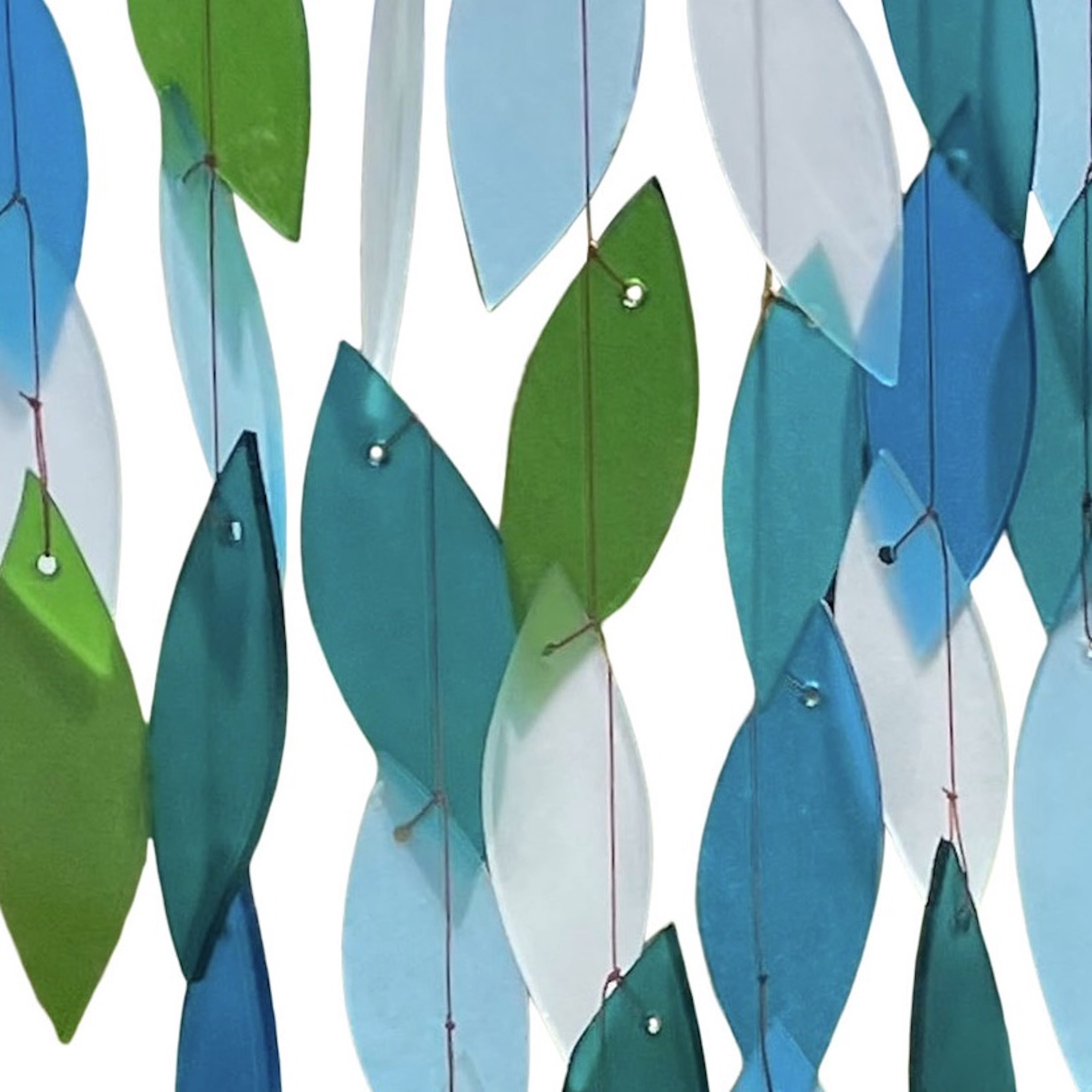 Blue Handworks Glass Wind Chime Ocean Waterfall Suncatcher Outdoor Decor