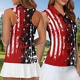 thumbnail image 4 of Garronmavis Matching Couple Sport Shirts American Flag Star Quarter Zip Golf Tennis Tank Top Women's Matching Hawaiian Golf Shirt for Couple Racerback Design, 4 of 6