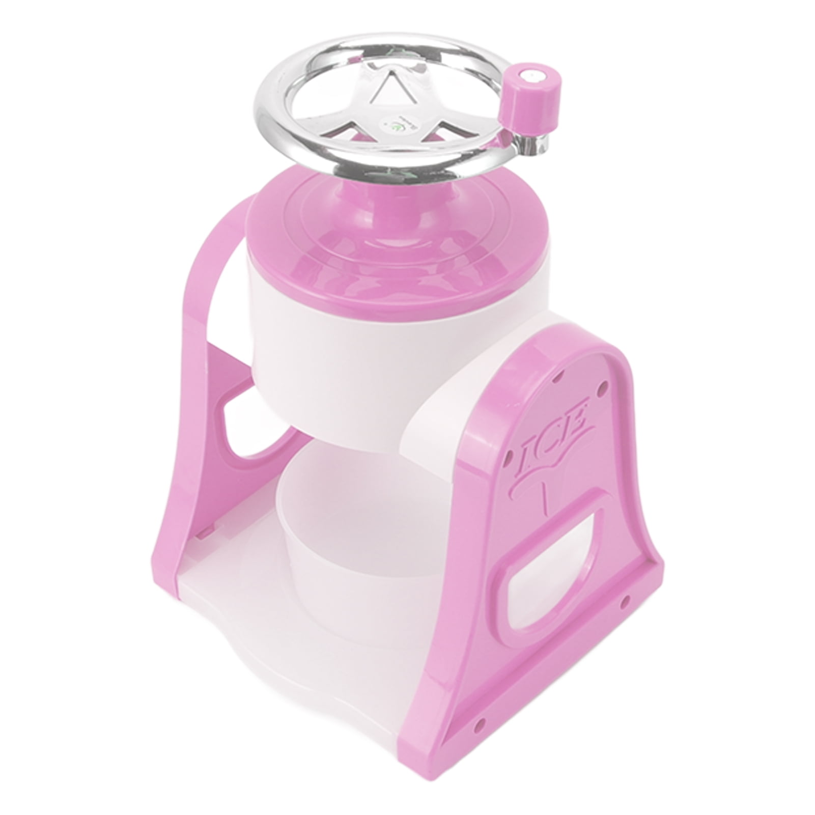 M Buder Hand Crank Shaved Ice Machine Stainless Steel Blades Portable Snow Cone Maker for Home Pink 11.2 inches / 28.5 cm