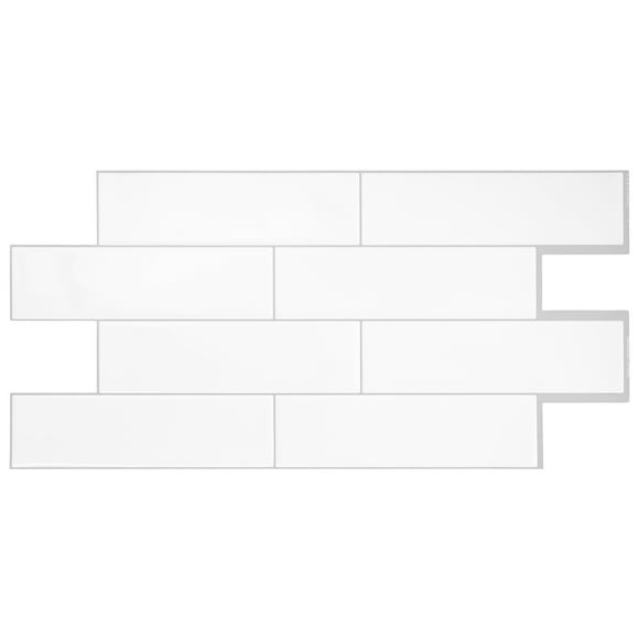 Smart Tiles - Carreaux Adhésifs 3D à Peler et Coller, Blanc - Lot de 5 22.56 Pouces x 10.88 Pouces