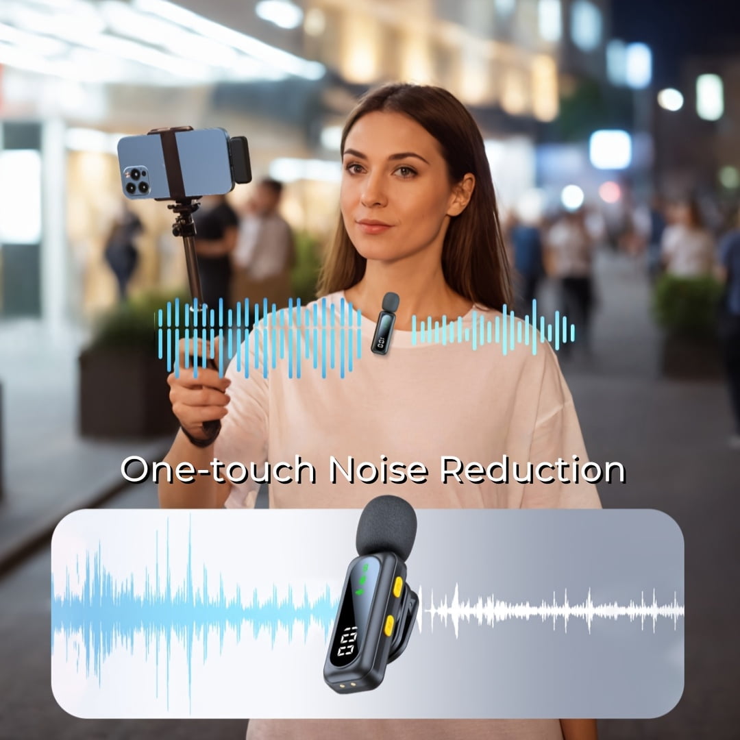 Wireless Lavalier Microphone with Digital Display, DSP Noise Reduction, Magnetic Clip - 2.4G/4G/5G for Streaming Podcast Live Sound, Compatible with Smartphones Tablets Laptops