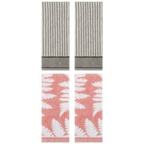 Unique Bargains 4 Pcs Cotton Soft Absorbent Hand Towels 13 x 29 Inch Pink/Grey