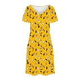 thumbnail image 3 of Robe à Imprimé Floral pour Femmes Été Décontractée à Manches Courtes Col en V Robe T-Shirt Coupe Ample Style Tunique, 3 of 7