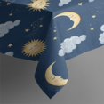 thumbnail image 3 of Dark Blue Sun Moon Cloud Star Pattern Rectangle Tablecloth 60"x84",Waterproof Polyester Rectangle Table Cloth, Wipeable Spillproof Polyester Tablecloth for Dining, Camping, Indoor and Outdoor, 3 of 5