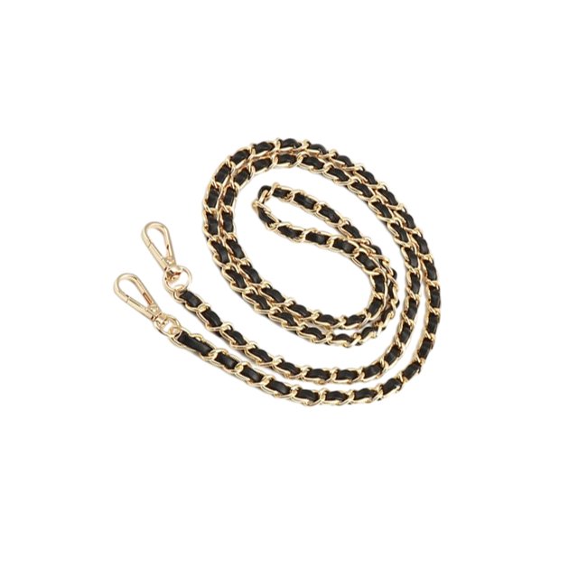 Sonducket Bolso Cadena Cinturón de cuero Correa para el hombro Hebilla de metal Extensión Chica Mujer Bolso Mensajero Crossbody Monedero Accs Bolsas de mensajero y de hombro Oro claro/Negro 1.2 m