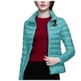 thumbnail image 3 of felwors Puffer Jacket Women Casual Feather Lightweight Down Jackets Packable Solid Color Puffer Coats With Storage Bag Winter Mint Green, S, 3 of 6