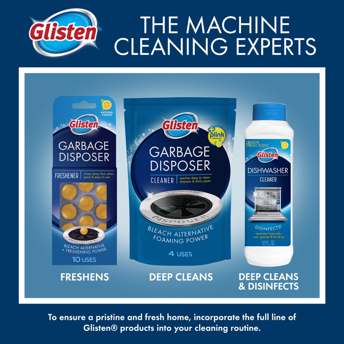 Glisten Disposer Care Cleaner, Lemon Scent, 4 Packets