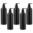 thumbnail image 1 of HONMEET 5Pcs Refillable Shampoo Dispenser Bottles Black Plastic for Bathroom Countertop, 1 of 8