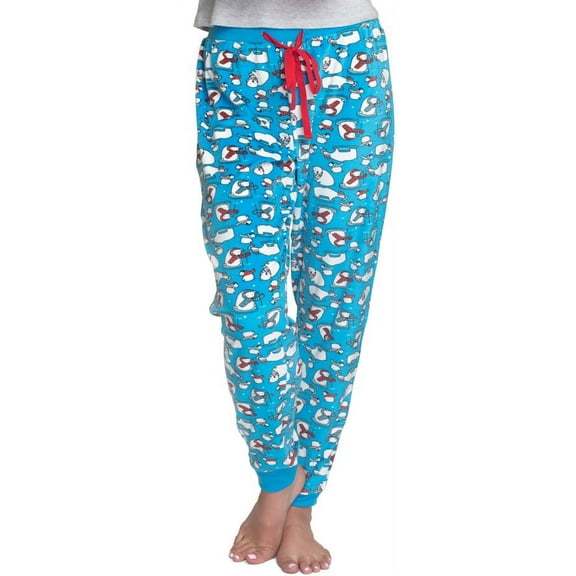 Muk Luks POLAR BEAR Printed Fleece Pajama Pants, US Medium