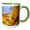 Green/White, variant on 3drose, Wet Yellow Leaves. White Text Thank You. Thanksgiving Theme, 11oz Mug