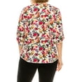 thumbnail image 3 of Women's Plus Size Floral Print Tunic Casual Round Neck Roll Tab Sleeve Blouse Top, 3 of 6