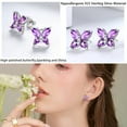 thumbnail image 3 of Juwaliy 925 Sterling Silver Butterfly Earrings February Birthstone Amethyst Earrings Purple Fine Jewelry Women Mother Valentine's Day Gifts for Her, 3 of 7