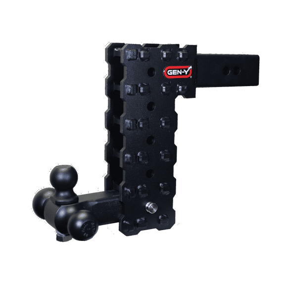 GEN-Y GH-2435X Phantom-X 16K Solid Shank Adjustable 10" Drop Hitch with GH-052 Tri-Ball Mount for 2.5" Receiver - 16,000 LB Towing Capacity - 1,600 LB Tongue Weight