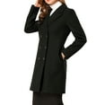 thumbnail image 5 of INSPIRE CHIC Women's Notched Lapel Double Breasted Winter Long Trenchcoat XS Black, 5 of 8