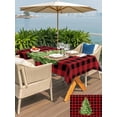 thumbnail image 4 of Outdoor Tablecloth with Umbrella Hole and Zipper, Christmas Tree Rectangle Table Cloth 60x84 Inch Waterproof Tablecloth, Buffalo Plaid Xmas Pine Farmhouse Checker Picnic Table Cover for Patio Camping, 4 of 7