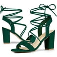 thumbnail image 1 of BLISSFUL STEP Women's Lace Up Block Heels Sandals, 1 of 6