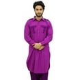 thumbnail image 2 of Atasi Men's Pathani Style Men's Long Kurta Magenta Punjabi Ethnic Shirt-3XL, 2 of 8