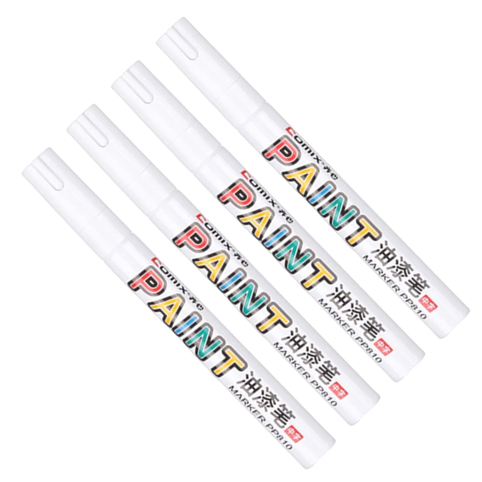 Permanent Paint Markers Pens, White Oil Based Paint Pens, Medium Tip, Quick Drying and Waterproof Marker Pen for Metal, Rock, Wood, Fabric,Mugs, Stone