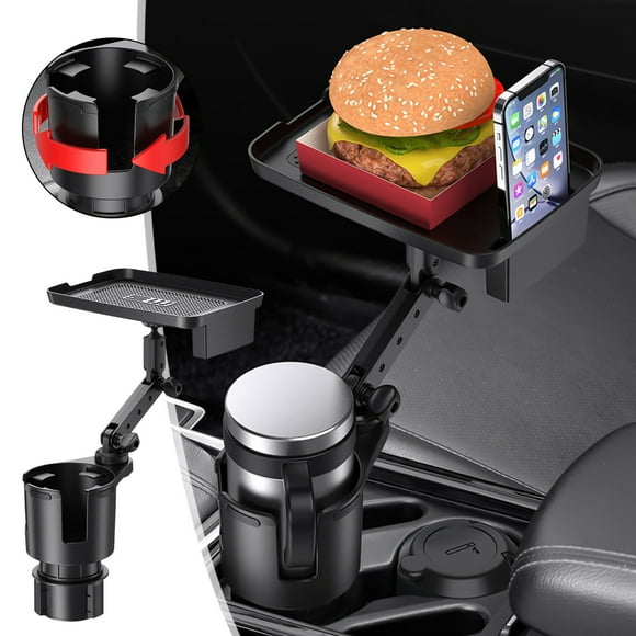EGNMCR 2-in-1 Car Cup Expander Adapter With Adjustablee Base, Car Cup Expander Organizer With Tray ＆ Phone, Fits Large 2/2.5 LB Drinks Bottles Water Cup Holder