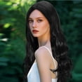 thumbnail image 2 of KAKOWELY Peluca larga ondulada para mujeres negras: Peluca sintética encantadora con raya al medio y rizada - Cabello natural resistente al calor para uso diario en fiestas., 2 of 4