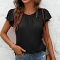 thumbnail image 6 of EFINNY Women's Chiffon Shirt Casual Round Neck Floral Printed Blouses Pleated Ruffle Sleeve Top, 6 of 8