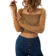 thumbnail image 5 of Musuos Women Summer Fashion Tops Polka Dot Mesh Puff Long Sleeve Square Neck Elastic Crop Top Streetwear, 5 of 9