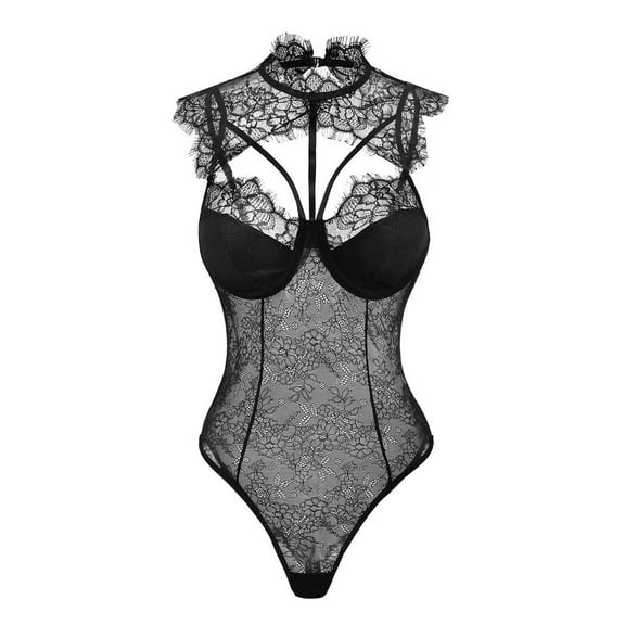 Women's Sexy Hot Girl Style Suspender Lace Slim See Through All Jumpsuit
