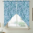 thumbnail image 2 of Light Blue Teal Swag Valances for Windows, Kitchen Window Curtains Over Sink, Retro Botanical Abstract Art Window Treatment Curtains for Living Room/Bedroom Curtains 2 Panel Sets 36"x45", 2 of 8