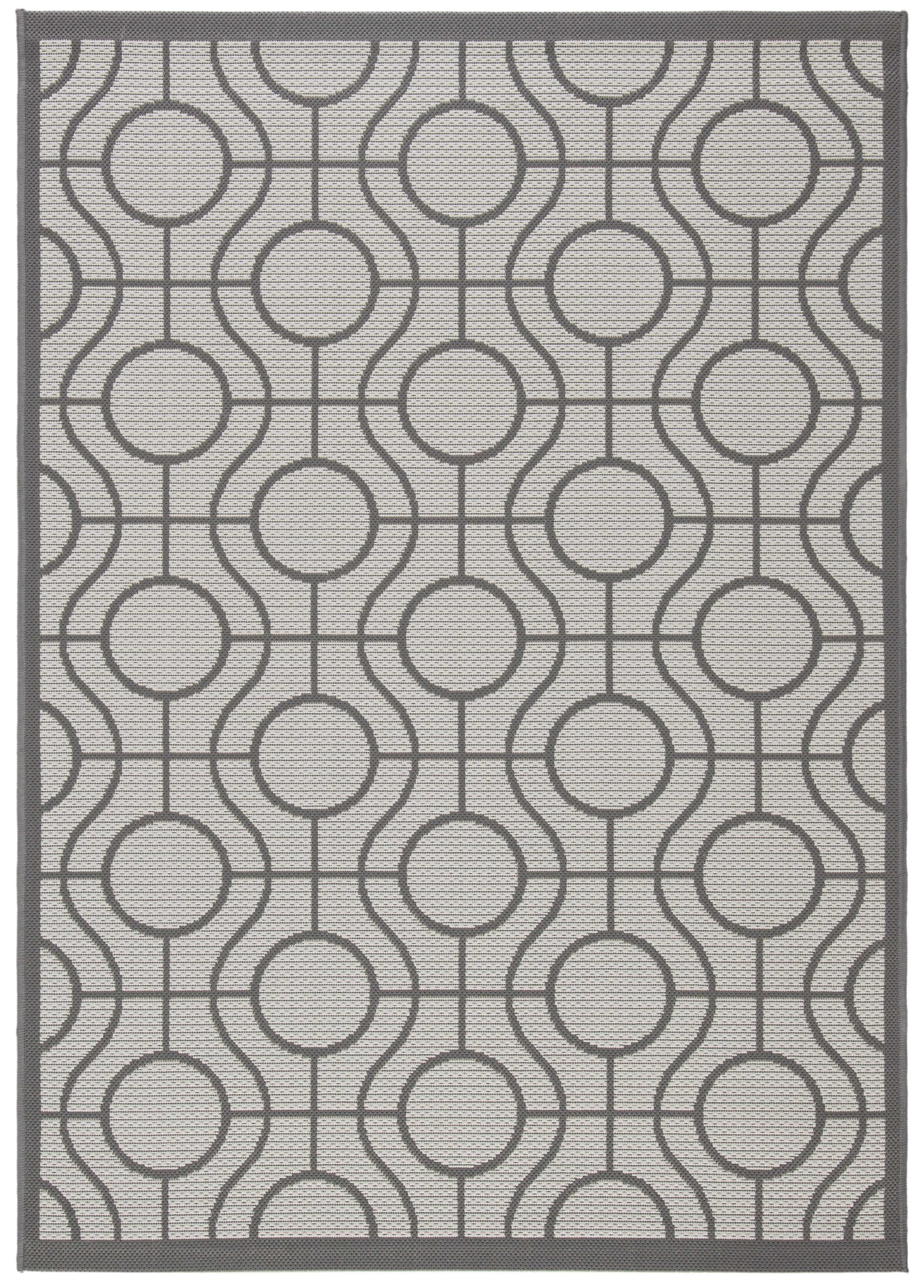 Safavieh Courtyard Brian Geometric Indoor/Outdoor Area Rug, Light Gray/Anthracite, 4' x 5'7"