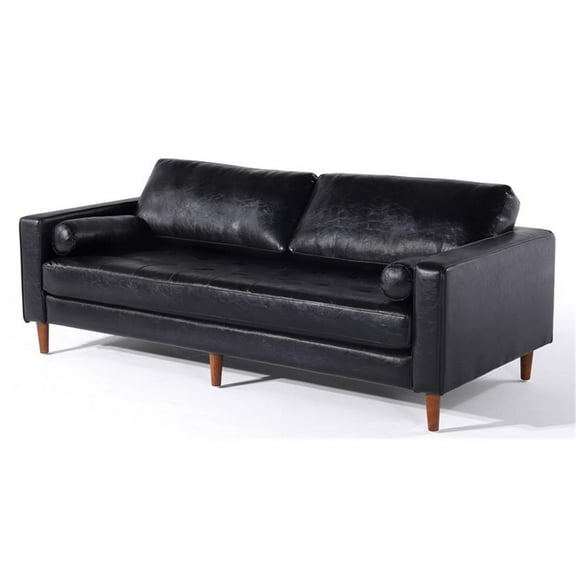 Crafters and Weavers Cosmic Contemporary PU Faux Leather Sofa in Black