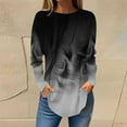 thumbnail image 2 of Jewelreauty Womens Round Neck Long Sleeve Shirts Casual Gradient Color Pullover Tops Plus Size Loose Tunic T-Shirts (M, Black), 2 of 5