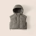thumbnail image 4 of Abrigo cálido sin mangas de color liso para niños con chaqueta polar, chaqueta informal con capucha para niños de tallas medianas y grandes, blusa de poliéster para niños, 4 of 8