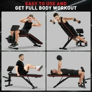 GIKPAL 7 Positions Adjustable Weight Bench With Extended Headrest & Preacher Curl,Foldable Workout Bench Olympic Weight Bench for Home Gym Full Body Strength Training,Support up to 800lbs