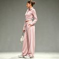 thumbnail image 6 of WULMLEO Athletic Tracksuit for Women Long Sleeve Quarter Zip Cropped Top And Wide Leg Pants With Pockets Pink XL, 6 of 7