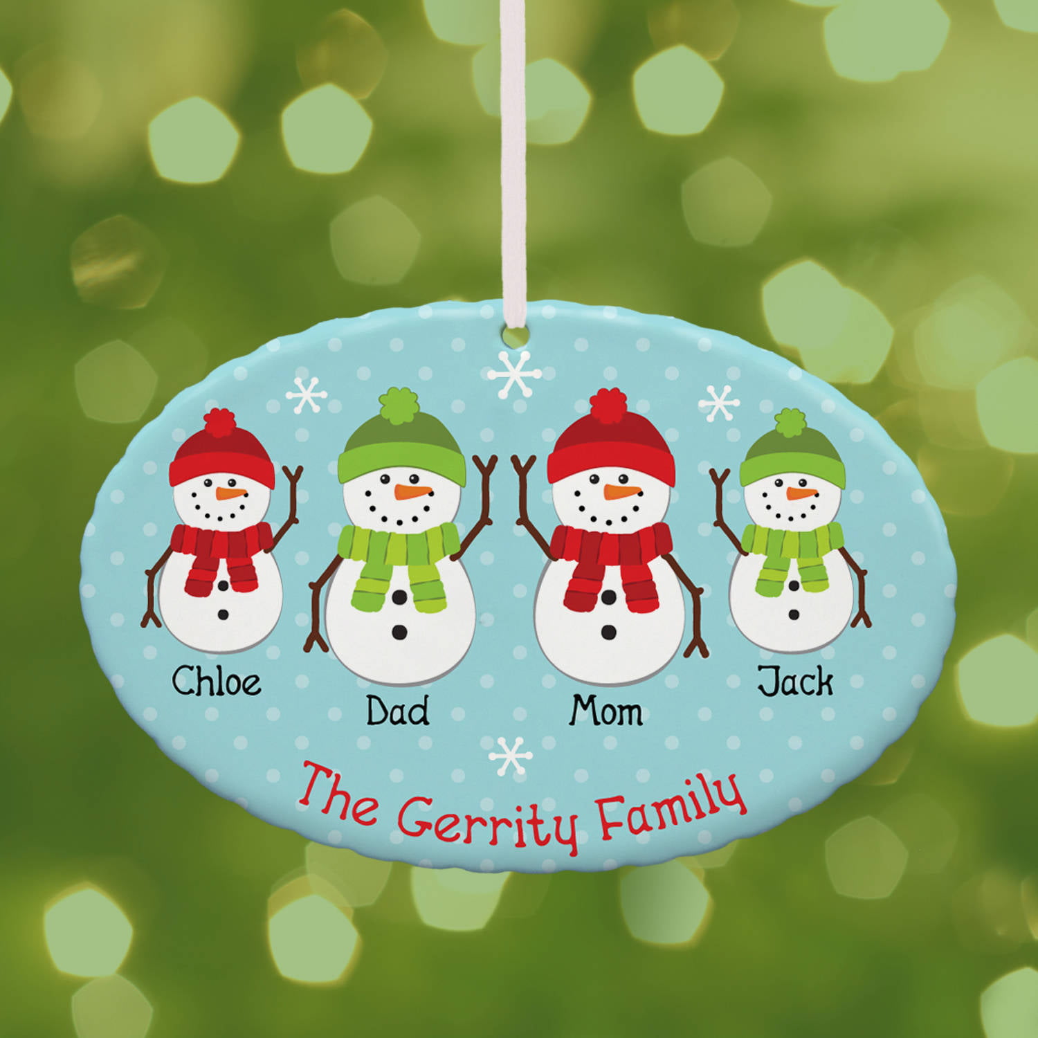 Personalized 2016 Snowman Family of 5 Christmas Ornament