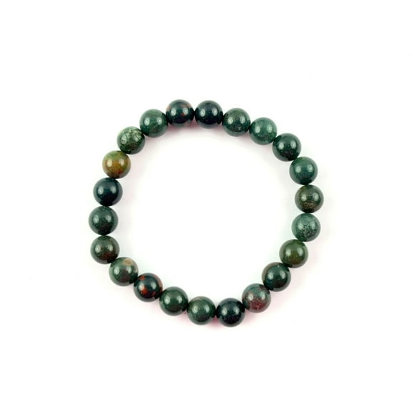 Jet Round Beads Stretch Bracelet Natural Genuine Metaphysical Healing Gift Gemstone Crystal Bracelet (Bloodstone)