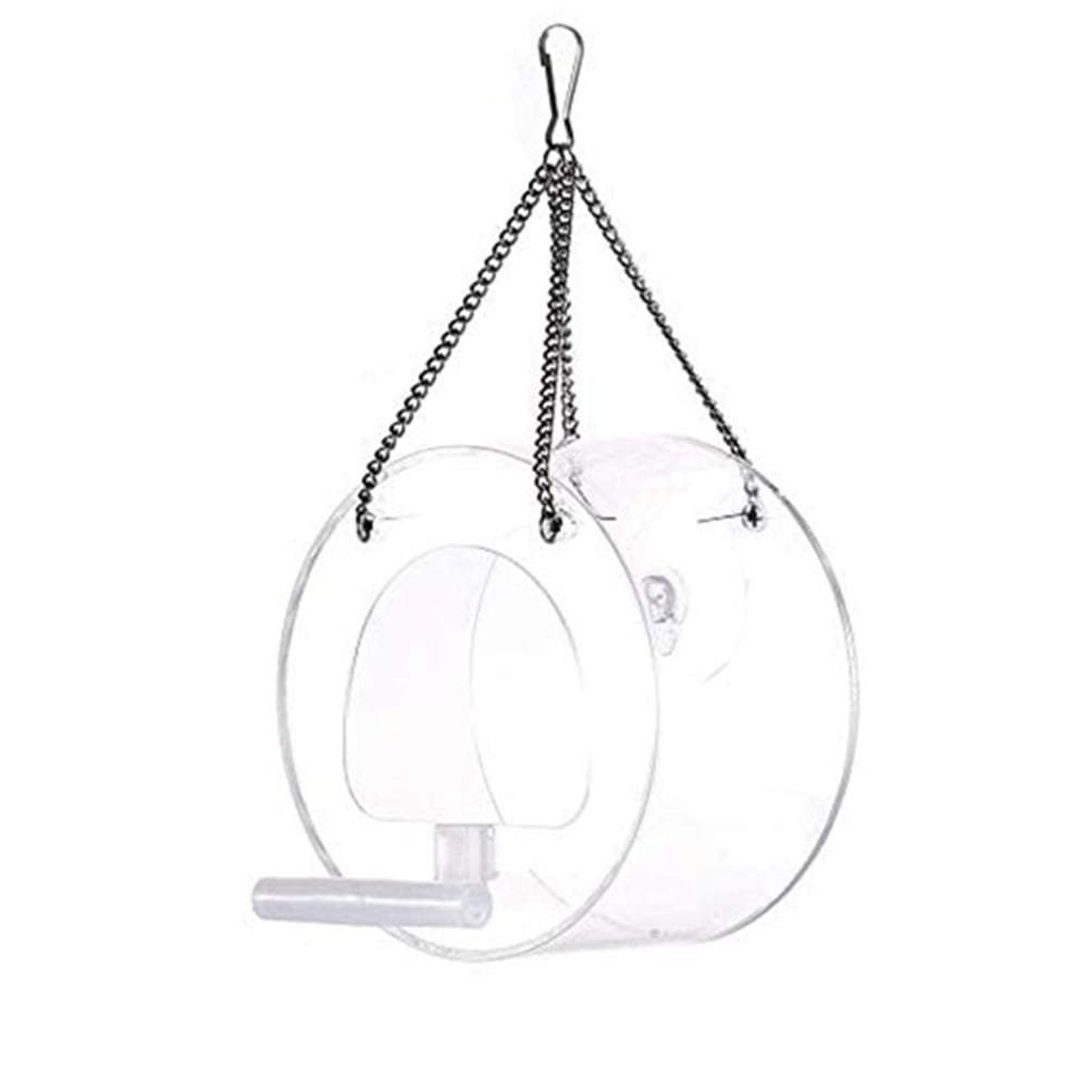 CHAMAIR Bird Feeder Acrylic Transparent Hanging Round Bird Cage Feeder