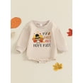 thumbnail image 2 of Suealasg Baby Thanksgiving Clothes Infant Girl Boy Letter Turkey Print Romper Sweatshirt Long Sleeves Bubble Bodysuit Outfit, 2 of 8