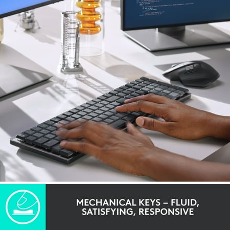 Logitech - MX Mechanical Full size Wireless Mechanical Tactile Switch Keyboard for Windows/macOS with Backlit Keys - Graphite
