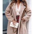 thumbnail image 4 of Katigan Women'S Fuzzy Fleece Lapel Open Front Long Cardigan Coat Faux Fur Warm Winter Outwear Jackets Apricot Color XXL, 4 of 6