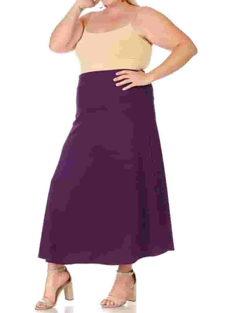 【I AM MARI】Flare Banding Long Skirt Women's Plus Size Solid Flare A-line Long Skirt - Walmart.com