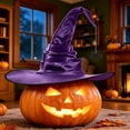 thumbnail image 4 of Witch Hat Hkoxplj Women Ruffled Bat Satin Witch Hat Oversized Wide Brim Halloween Costume Hat Elegant Gothic Cosplay Dress Up Hat Lightweight Festival Accessory for Halloween Masquerade Hat, 4 of 6