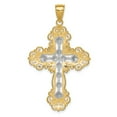 thumbnail image 4 of 14k Yellow Gold Polished Textured Diamond Pattern Cross Pendant Charm, 4 of 4