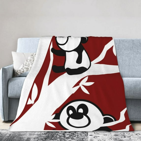 DouZhe Ultra-Soft Micro Fleece Lightweight Flannel Bed Blanket, Little Pandas Animals Baby Print Cozy Warm Throw Blankets, 60"x50"