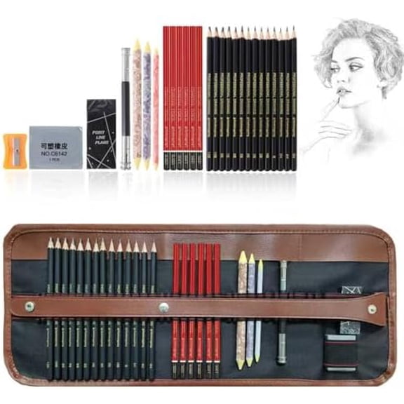 Drawing Pencils Sketch Pencil Art Supplies Set for Kids Adults beginners Professional Sketching Art Graphite Charcoal Blending Stump Pencils kit$$