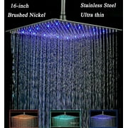 16-inch LED Shower Head Ceiling/Wall Mount Brushed Nickel Rainfall Square Spray