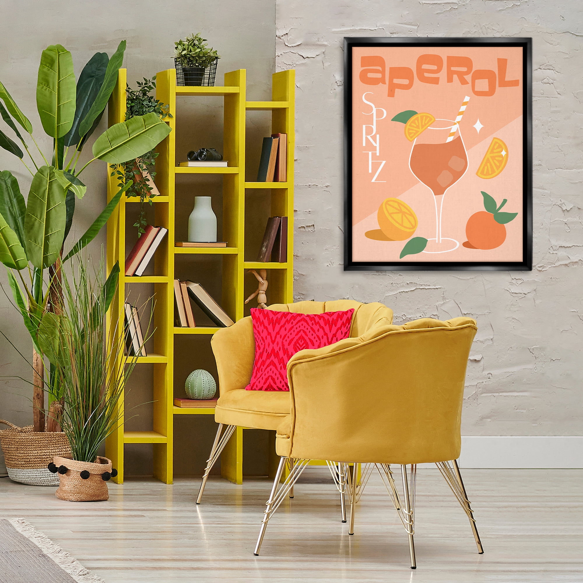 Stupell Industries Aperol Spritz Typography Food & Beverage Painting Black Floater Framed Canvas Art Print Wall Art, 25 x 31
